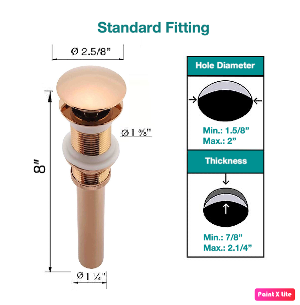 Metal Push Pop-Up Bathroom Sink Drain Without overflow Rose Gold Finish