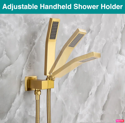 Thermostatic Shower System Set Waterfall Spout Three Functions With pressure balance valve Brushed Gold