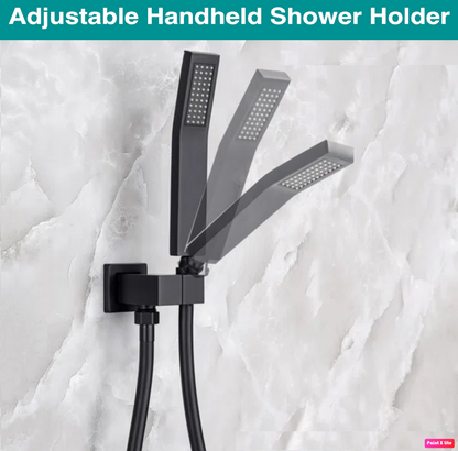 Ceiling Tub Shower System Set Three Function With Pressure-Balance Valve Swirling Spout Matte Black Finish