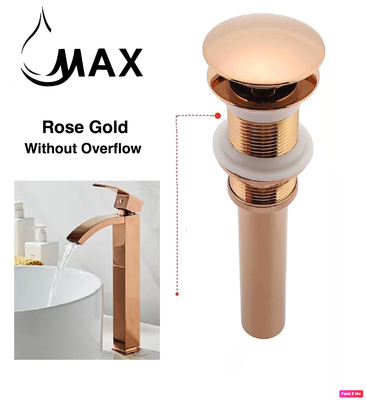 Metal Push Pop-Up Bathroom Sink Drain Without overflow Rose Gold Finish