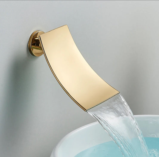 Waterfall Roman Tub Two Function Single Handle With Diverter And Sprayer Handheld Shower Brushed Gold