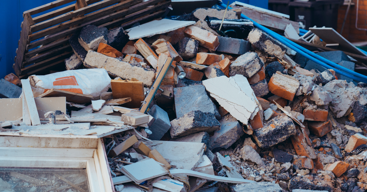 Pile of construction debris and renovation waste for dump run removal service in Calgary.