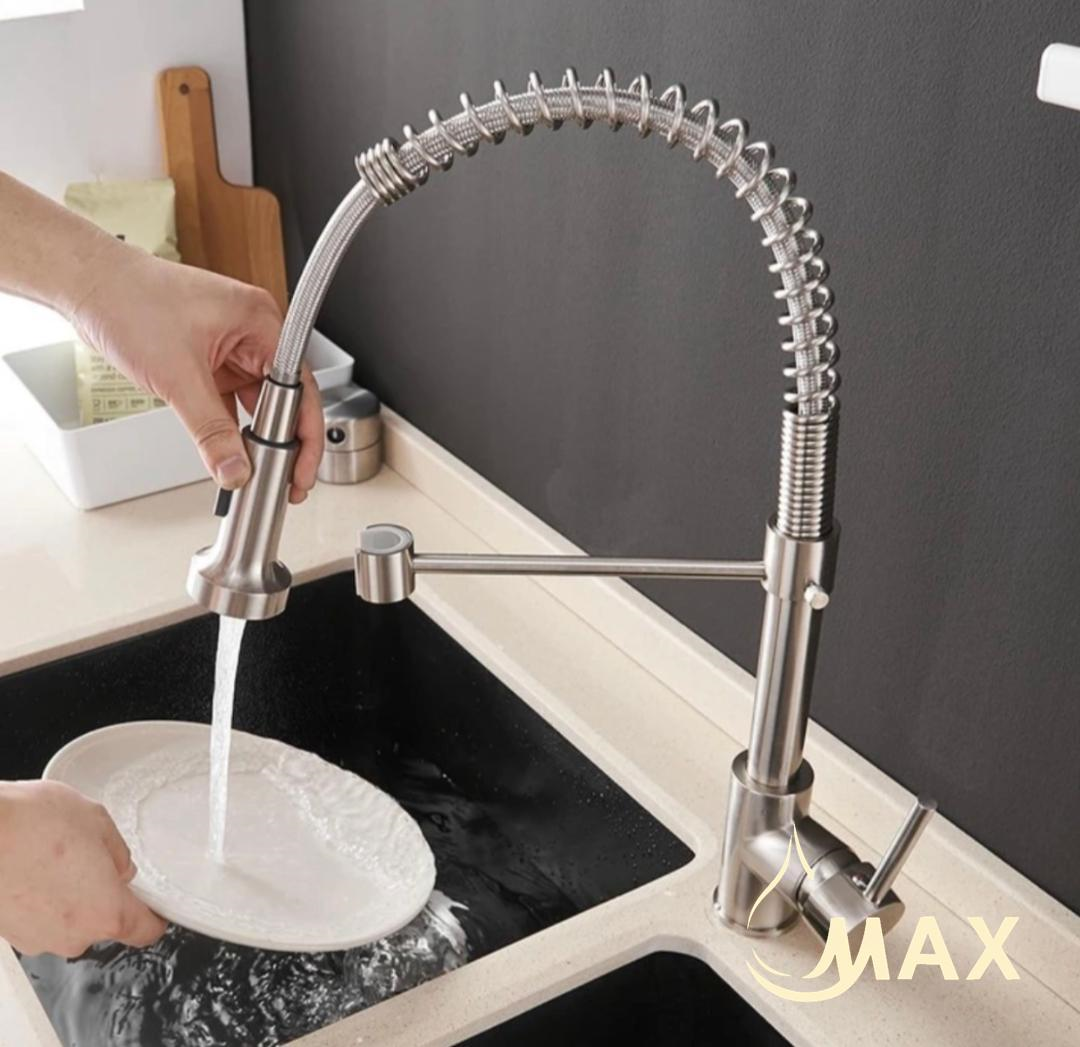 Pull-Out Spiral Flexible Kitchen Faucet 20" In Brushed Nickel Finish