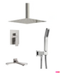 Ceiling Tub Shower System Set Three Functions With Pressure-Balance Valve Swirling Spout Brushed Nickel Finish