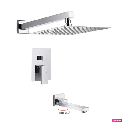 Bathtub-Shower System Two Function Swirling Spout With Pressure-Balance Valve Chrome Finish Square Design