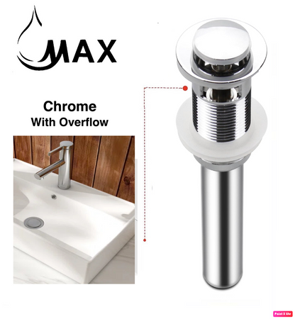 Small Cap Pop Up Sink Drain Assembly With Overflow Chrome