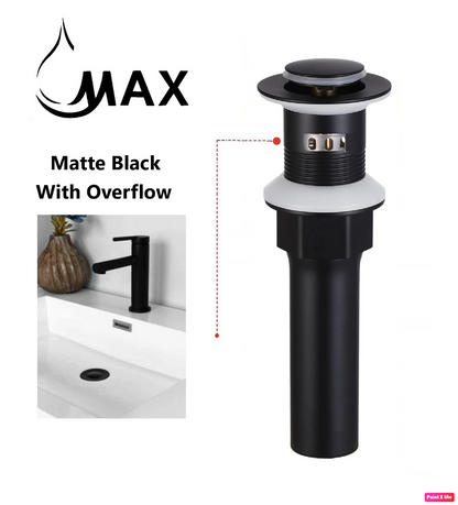 Small Cap Pop Up Sink Drain Assembly With Overflow Matte Black