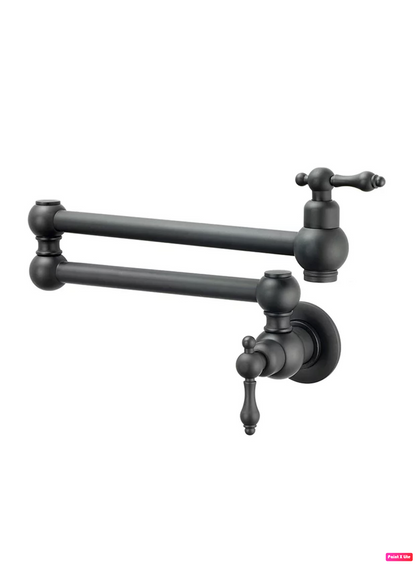 Pot Filler Faucet Double Handle Traditional Wall Mounted With Accessories 22" Matte Black Finish