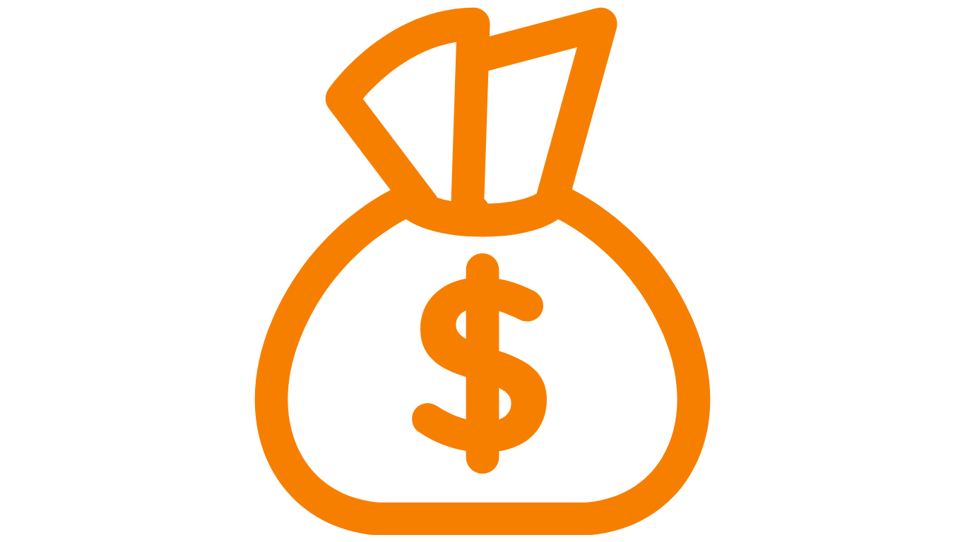 Money bag icon representing sellers receiving payment after selling surplus materials and freeing up storage space through Site Connected.