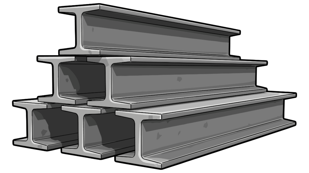 Stack of surplus steel beams ready for resale through Site Connected’s material sourcing service